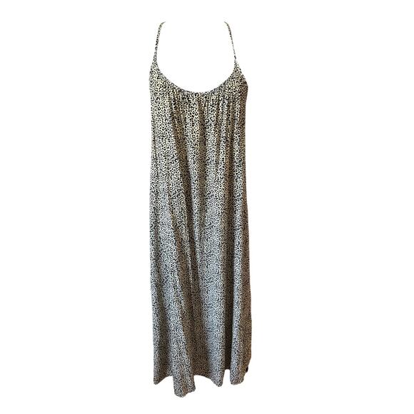LACAUSA Yellow Leopard Midi Strappy Dress Size Medium - Picture 1 of 7